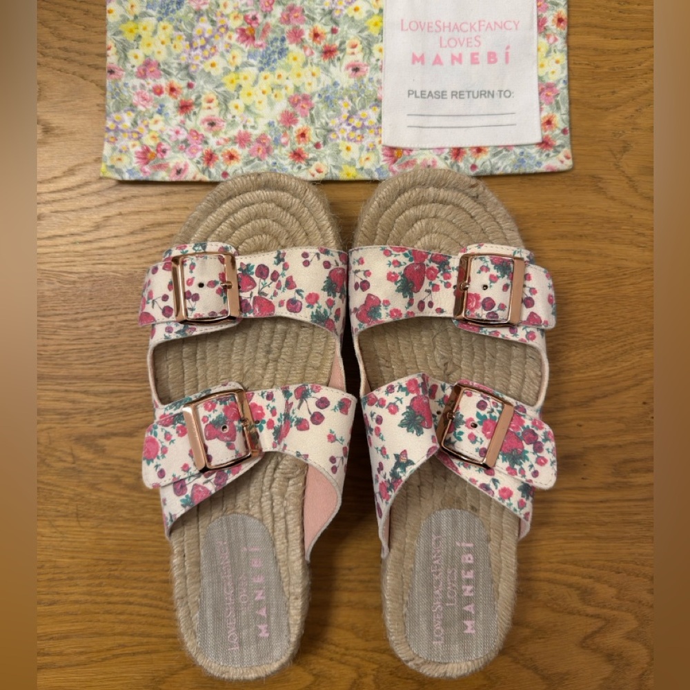 🎀 LoveShackFancy x Manebi Nordic Floral Leather Sandals